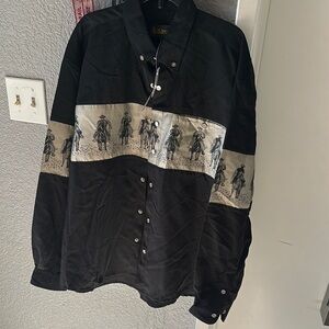 Black Western-Style Jacket with Cowboy Print